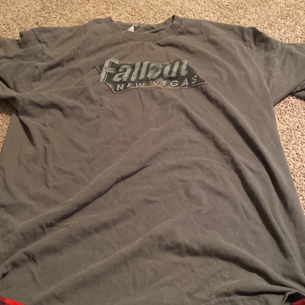 gray shirt and it is a Large